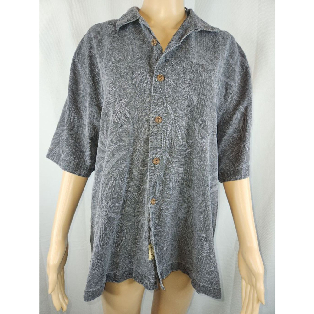 Jamaica Jaxx | Mens | Silk Shirt | Tropical | Gray | Size Medium